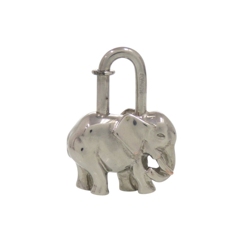 Hermes Elephant Charm Cadena Metal Silver Keychain