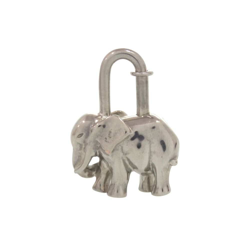 Hermes Elephant Charm Cadena Metal Silver Keychain — view 2
