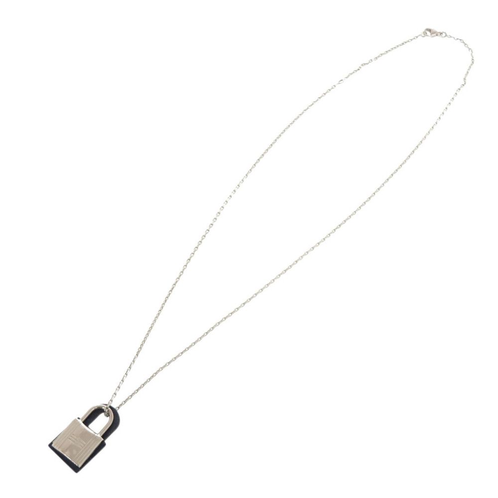 Hermes O'Kelly PM Metal Swift Silver Navy Necklace — view 4