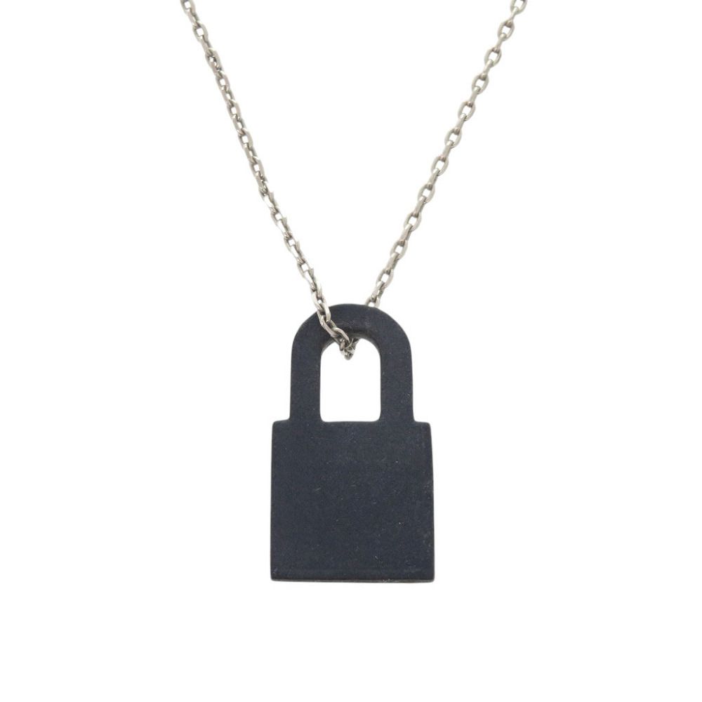Hermes O'Kelly PM Metal Swift Silver Navy Necklace — view 3