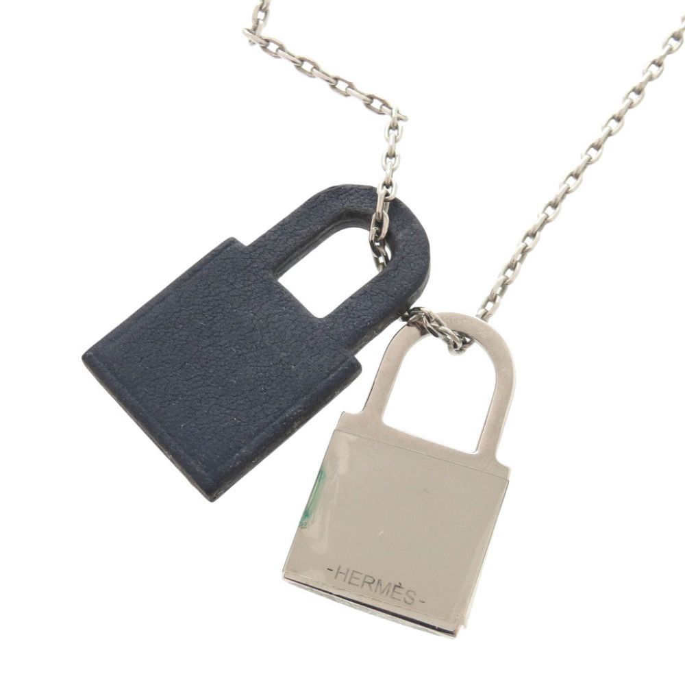Hermes O'Kelly PM Metal Swift Silver Navy Necklace — view 6