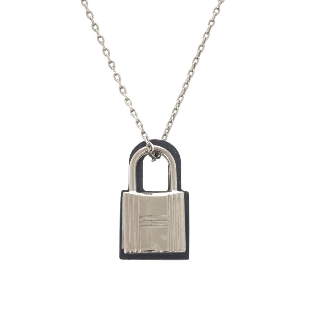 Hermes O'Kelly PM Metal Swift Silver Navy Necklace