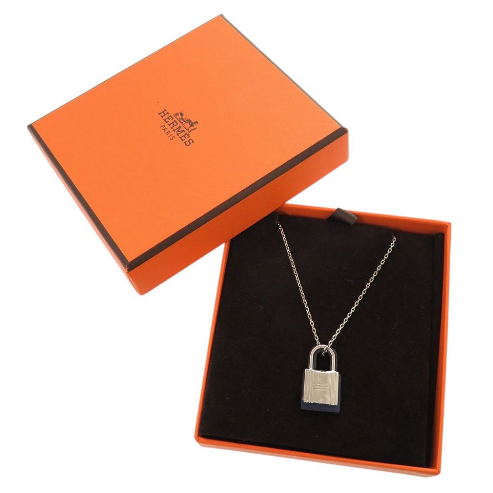 Hermes O'Kelly PM Metal Swift Silver Navy Necklace — view 2