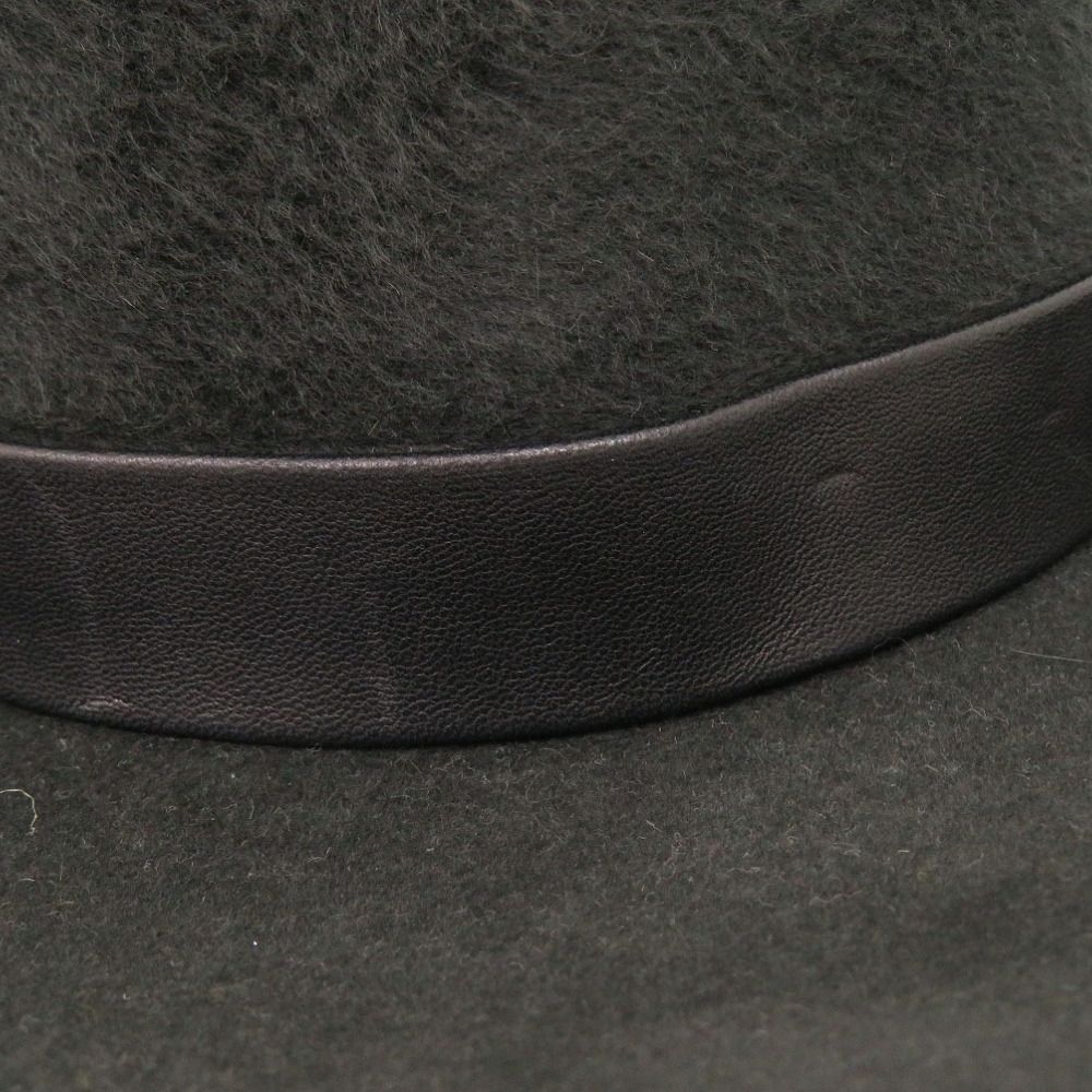 Hermes Rabbit Fur Lambskin Dark Gray Hat — view 7