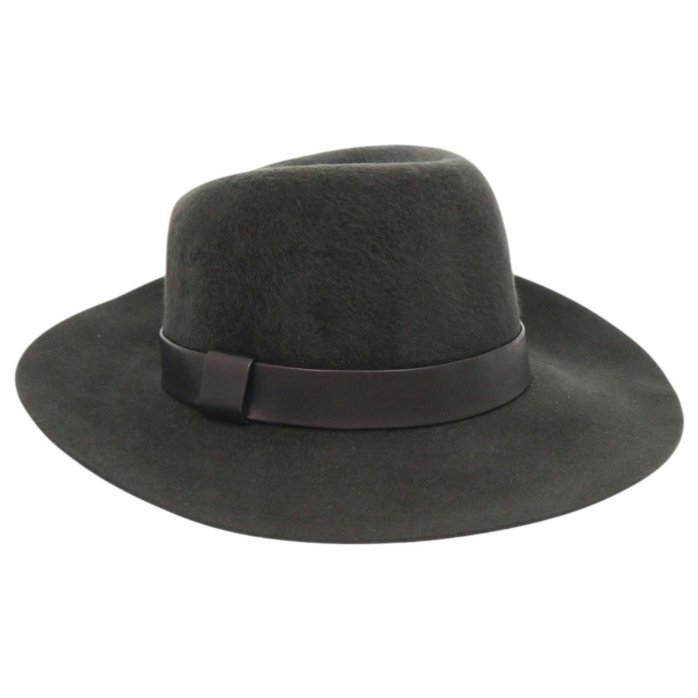 Hermes Rabbit Fur Lambskin Dark Gray Hat