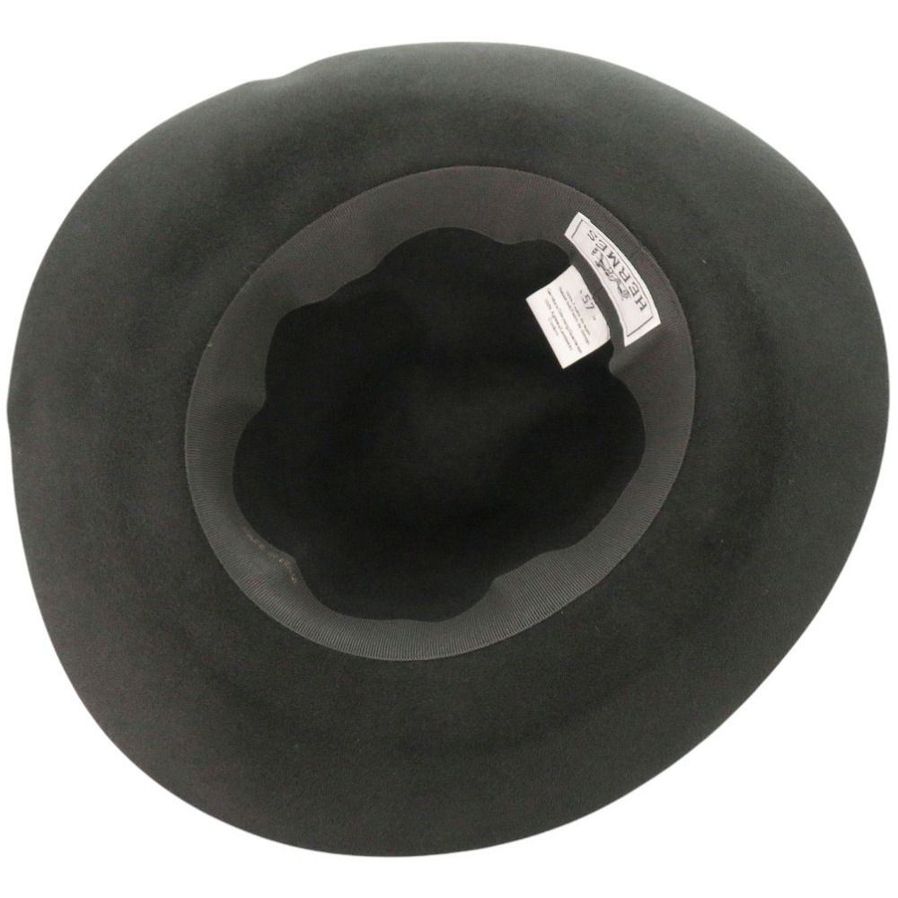 Hermes Rabbit Fur Lambskin Dark Gray Hat — view 4