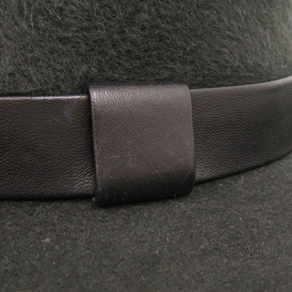 Hermes Rabbit Fur Lambskin Dark Gray Hat — view 6