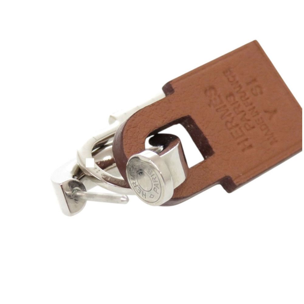 Hermes O'kelly Metal Swift Silver Brown Earrings — view 7