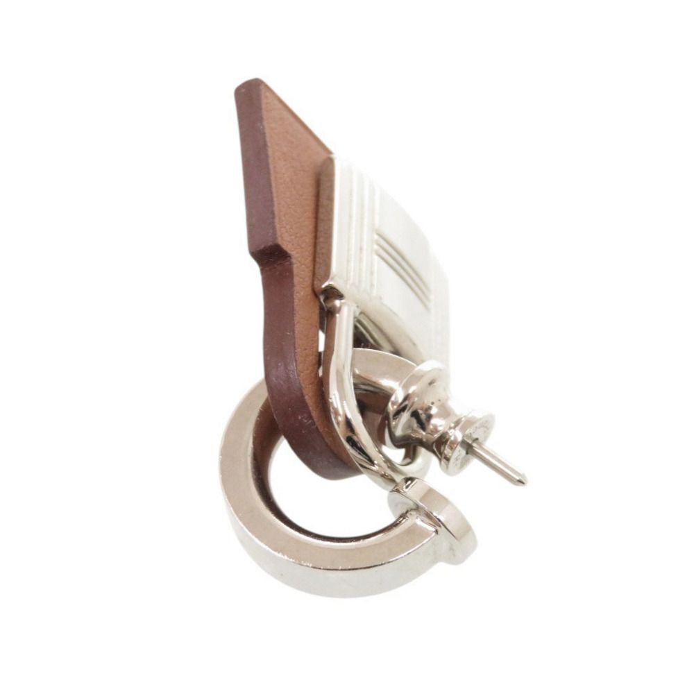 Hermes O'kelly Metal Swift Silver Brown Earrings — view 6