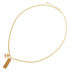 Chanel CC Logo Plate Necklace Metal Enamel Gold — view 3
