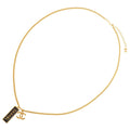 Chanel CC Logo Plate Necklace Metal Enamel Gold