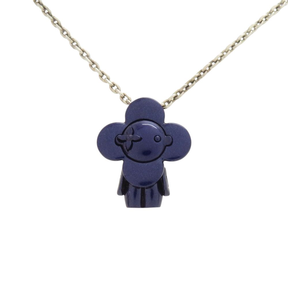 Louis Vuitton Vivienne Metal Charm Necklace Silver Blue — view 4