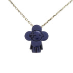 Louis Vuitton Vivienne Metal Charm Necklace Silver Blue — view 4