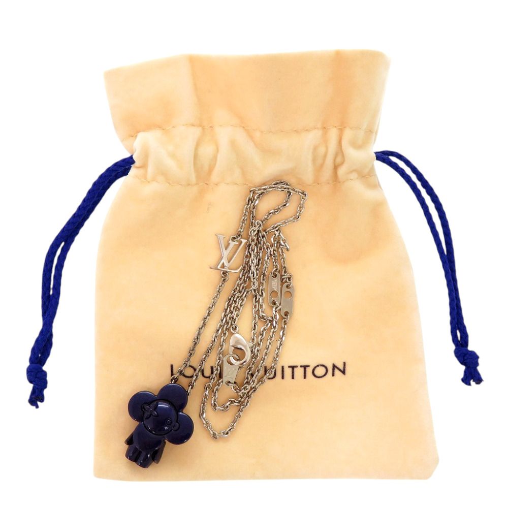 Louis Vuitton Vivienne Metal Charm Necklace Silver Blue — view 2