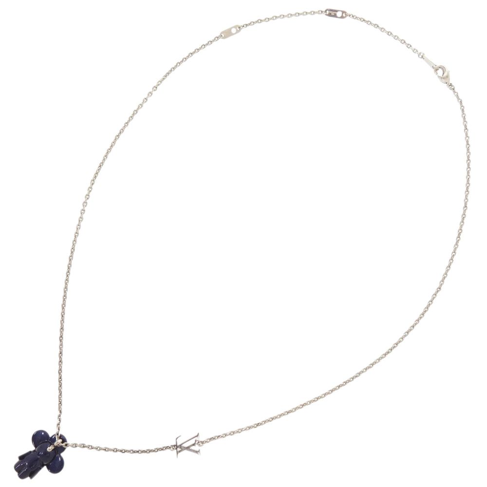 Louis Vuitton Vivienne Metal Charm Necklace Silver Blue — view 3