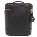 Chanel CC Logo Caviar Leather Black Gold Vanity Makeup Pouch — view 3