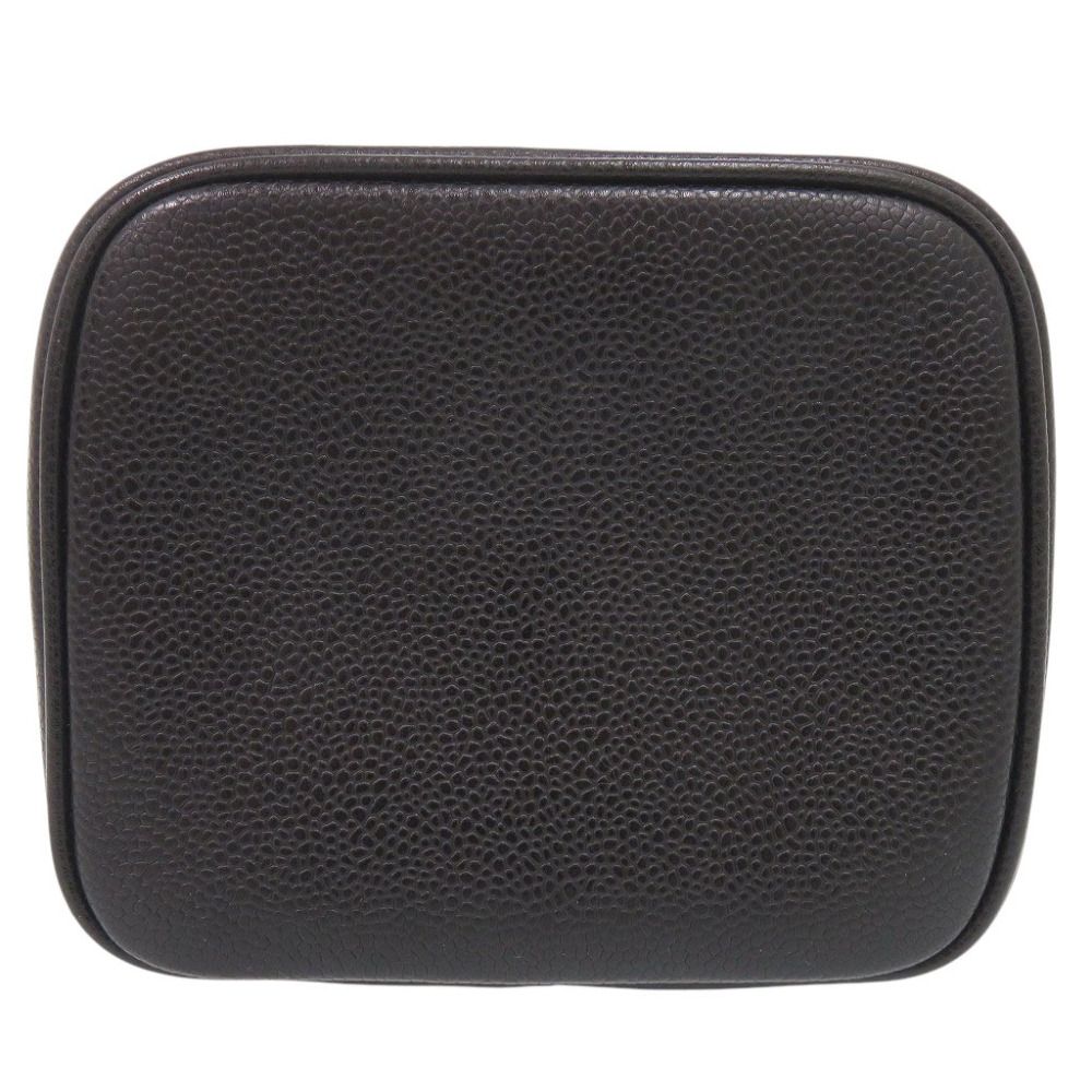 Chanel CC Logo Caviar Leather Black Gold Vanity Makeup Pouch — view 3