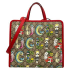 Gucci Tote Bag Children's Yuko Higuchi GG Supreme Beige Red Multi Leather