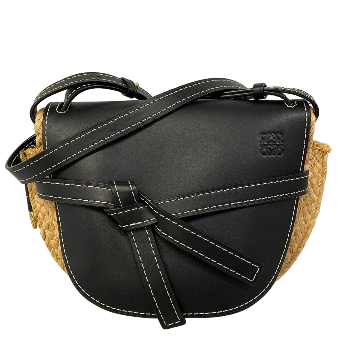 Loewe Shoulder Bag Gate Black Beige Leather