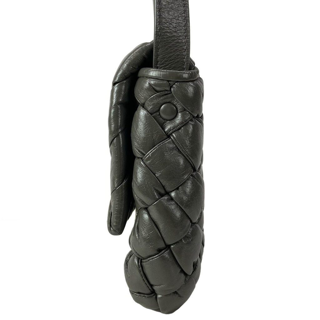 Bottega Veneta Shoulder Bag Intrecciato Rumple Dark Gray Leather — view 4