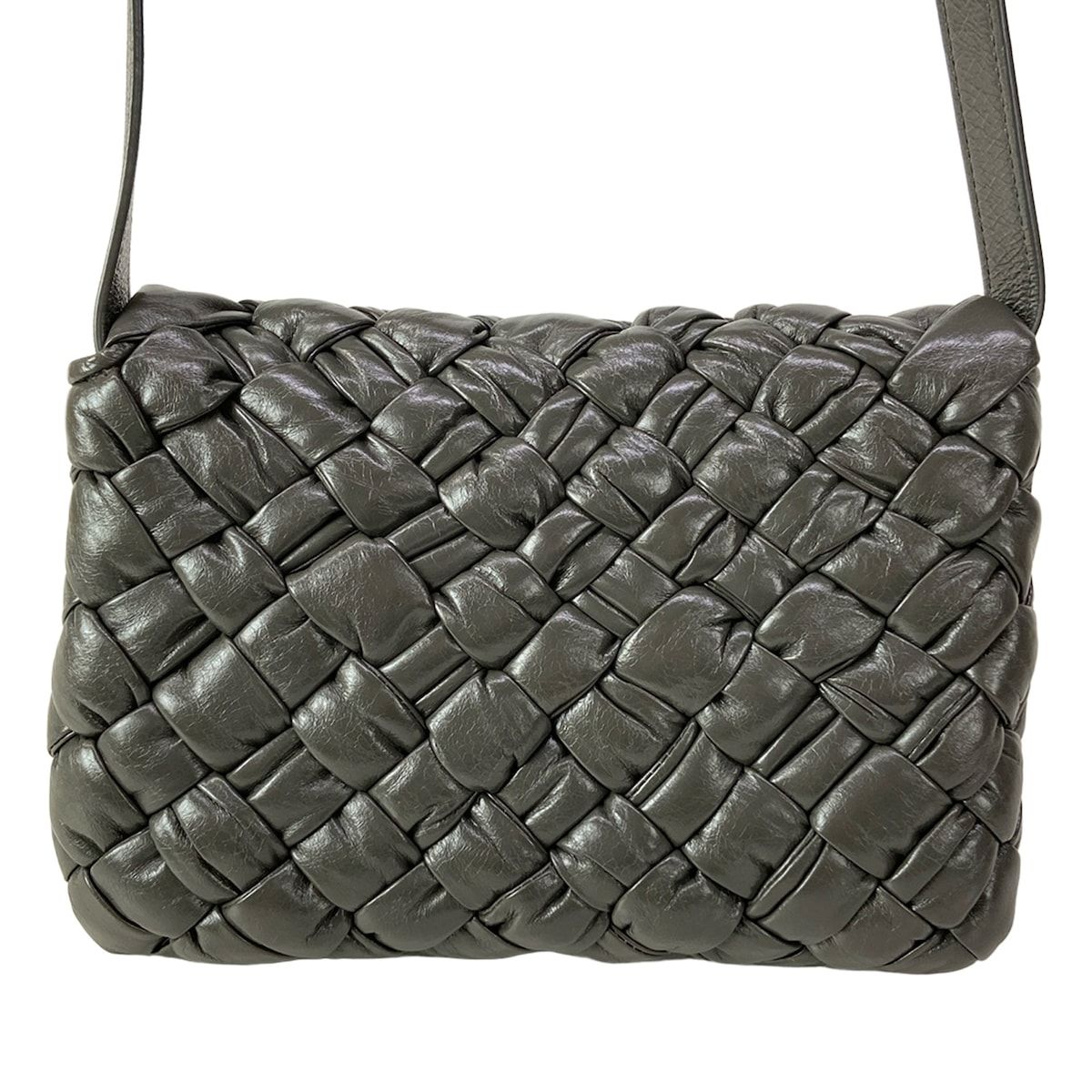 Bottega Veneta Shoulder Bag Intrecciato Rumple Dark Gray Leather — view 3