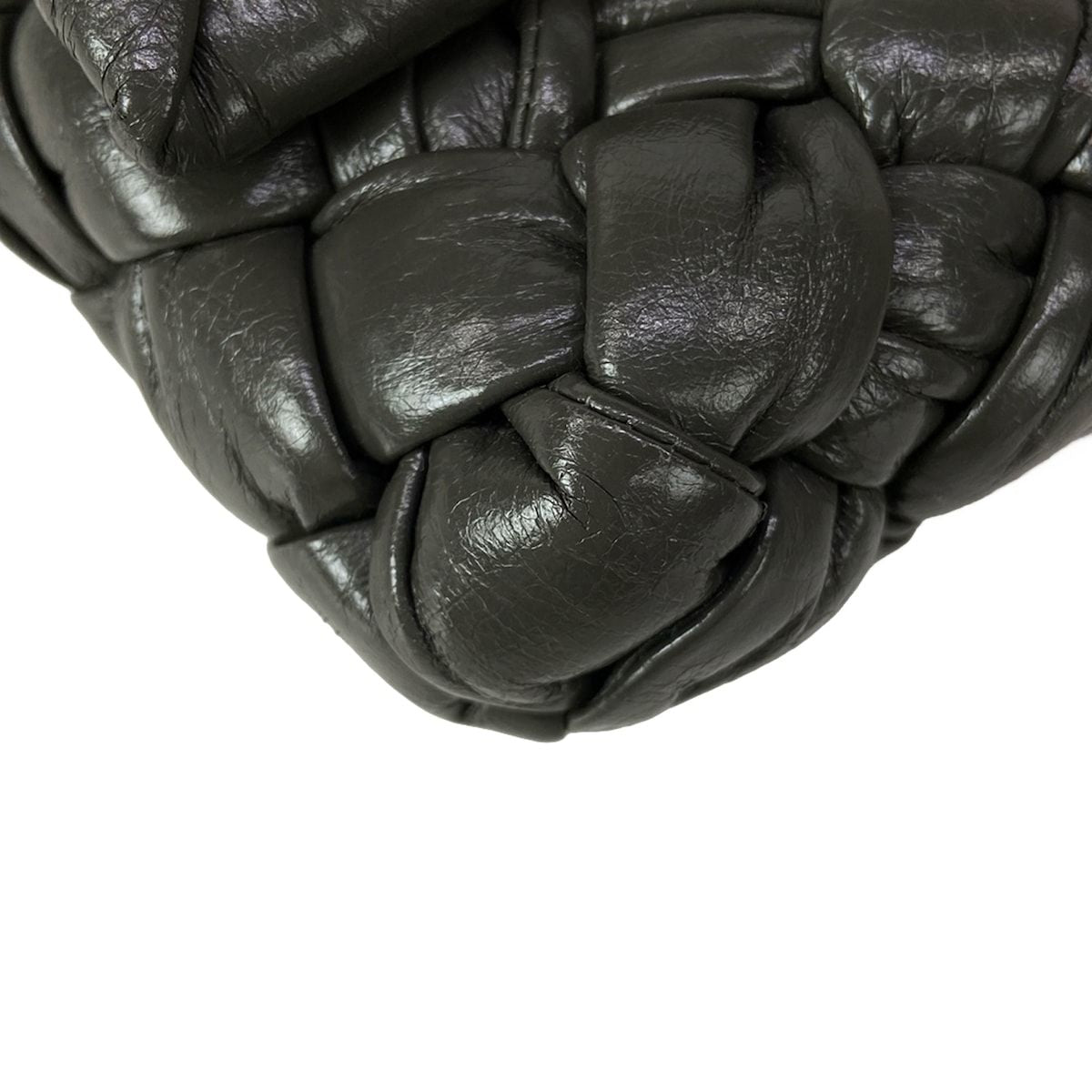 Bottega Veneta Shoulder Bag Intrecciato Rumple Dark Gray Leather — view 7