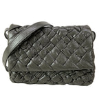 Bottega Veneta Shoulder Bag Intrecciato Rumple Dark Gray Leather