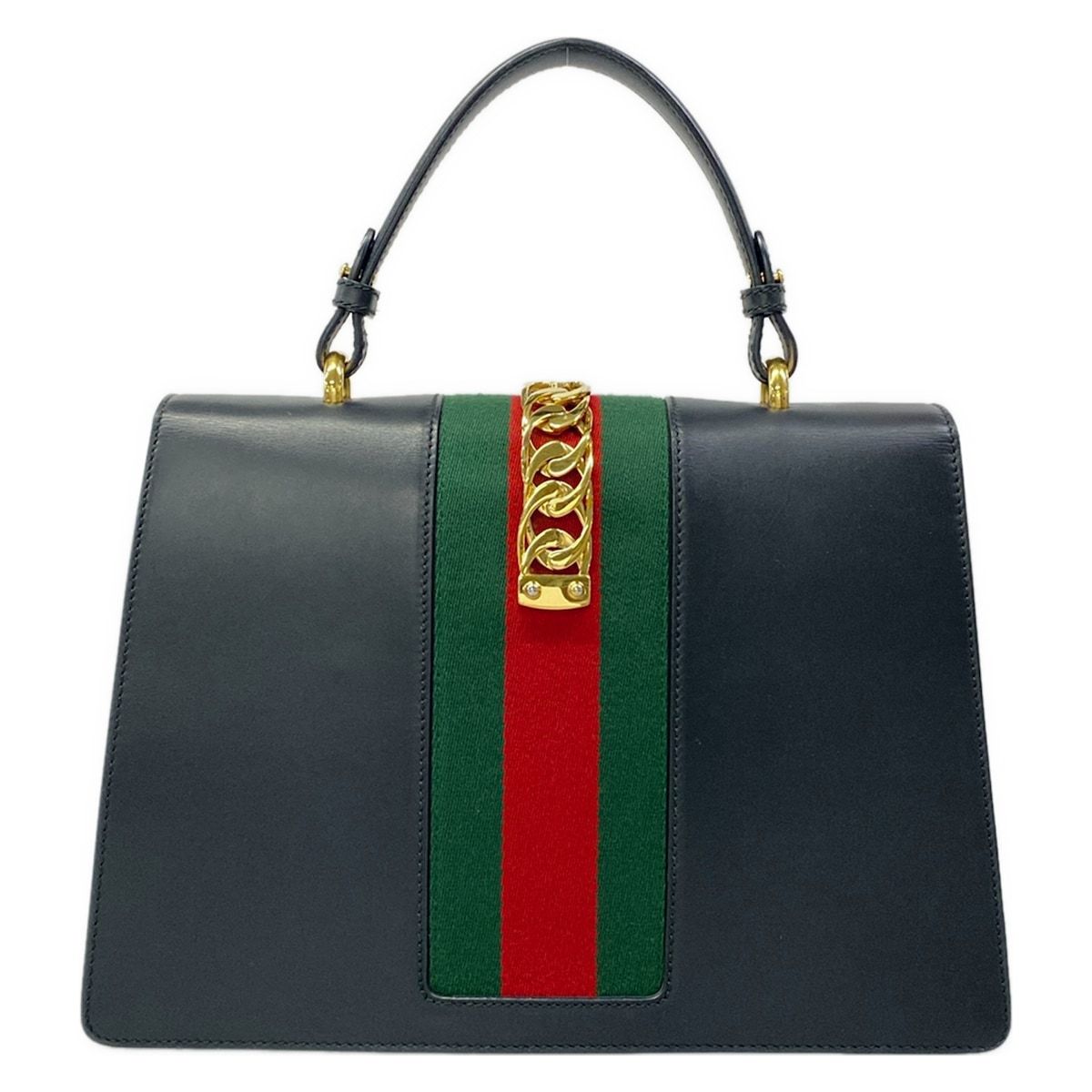 Gucci Handbag Sylvie Dark Navy Green Red Leather — view 3