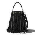 Saint Laurent Fringe Chain Bucket Bag Black