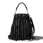 Saint Laurent Fringe Chain Bucket Bag Black