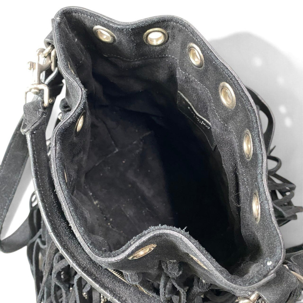 Saint Laurent Fringe Chain Bucket Bag Black — view 8