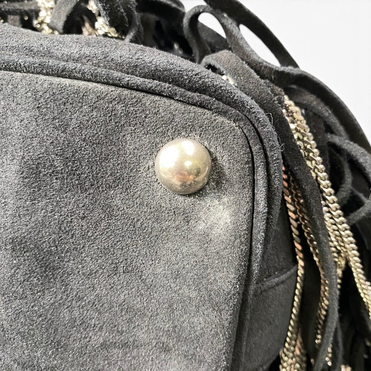 Saint Laurent Fringe Chain Bucket Bag Black — view 7