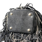 Saint Laurent Fringe Chain Bucket Bag Black — view 6