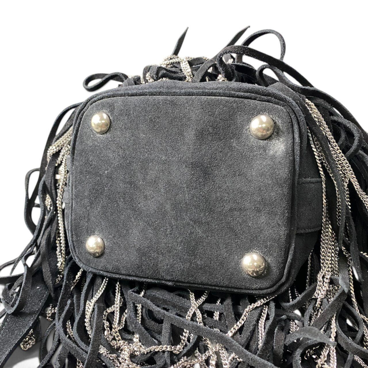 Saint Laurent Fringe Chain Bucket Bag Black — view 6
