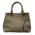 Prada Tote Bag Gray Beige Leather