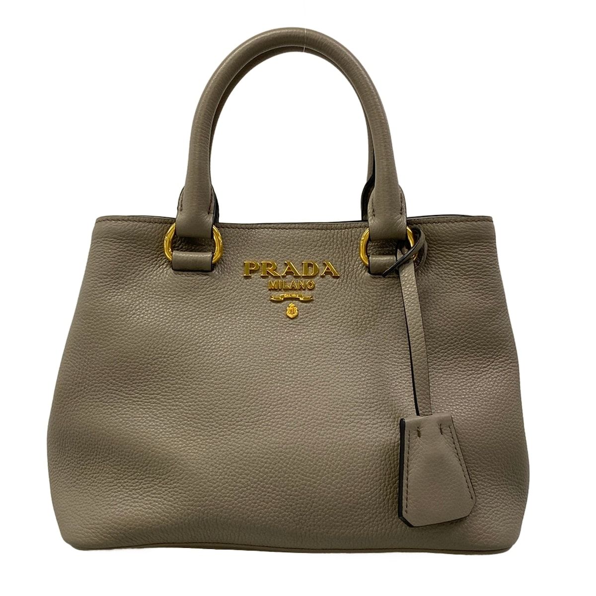 Prada Tote Bag Gray Beige Leather