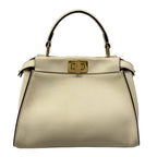 Fendi Handbag Peekaboo Iconic Small Beige Inside Zucca Pattern Leather
