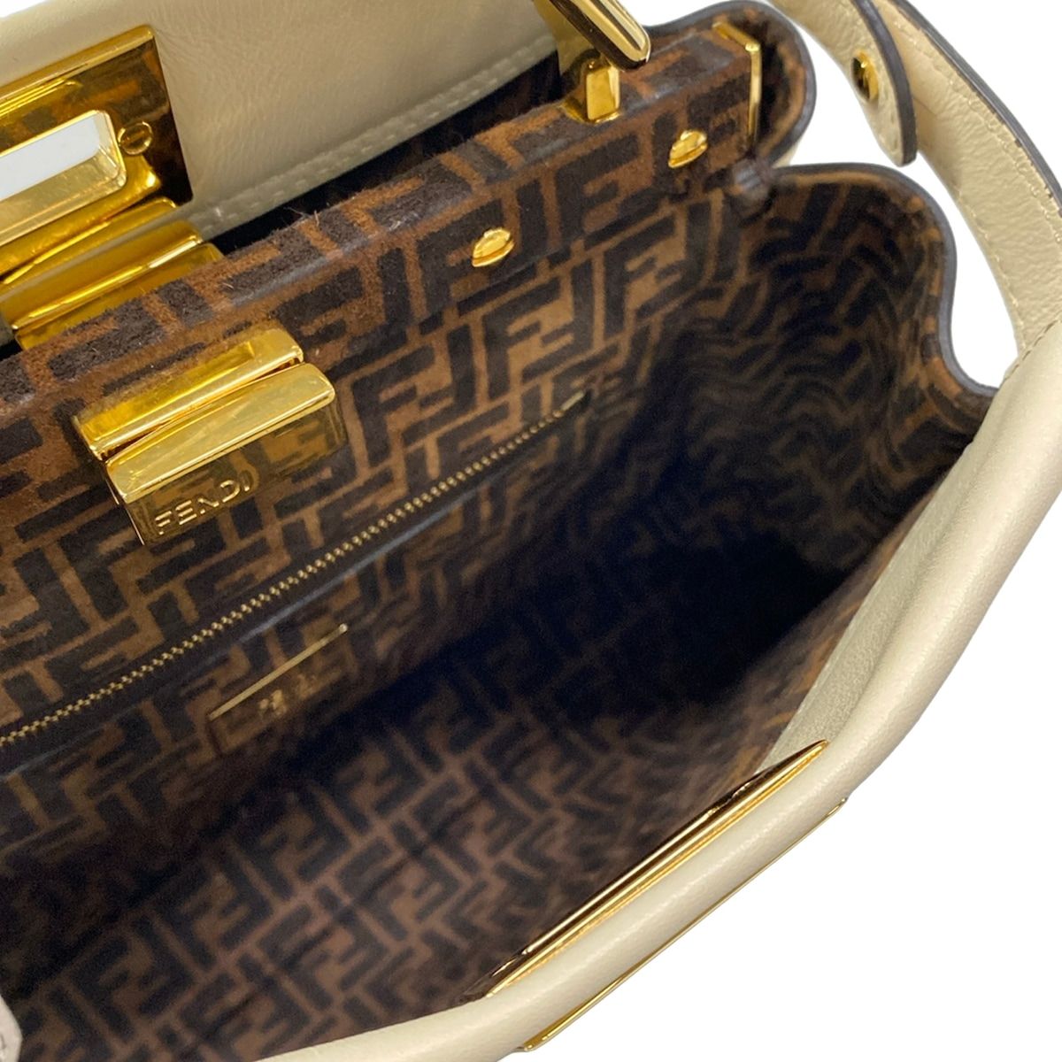Fendi Handbag Peekaboo Iconic Small Beige Inside Zucca Pattern Leather — view 7