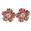 Chanel Earrings Bordeaux Light Pink Multi Flower