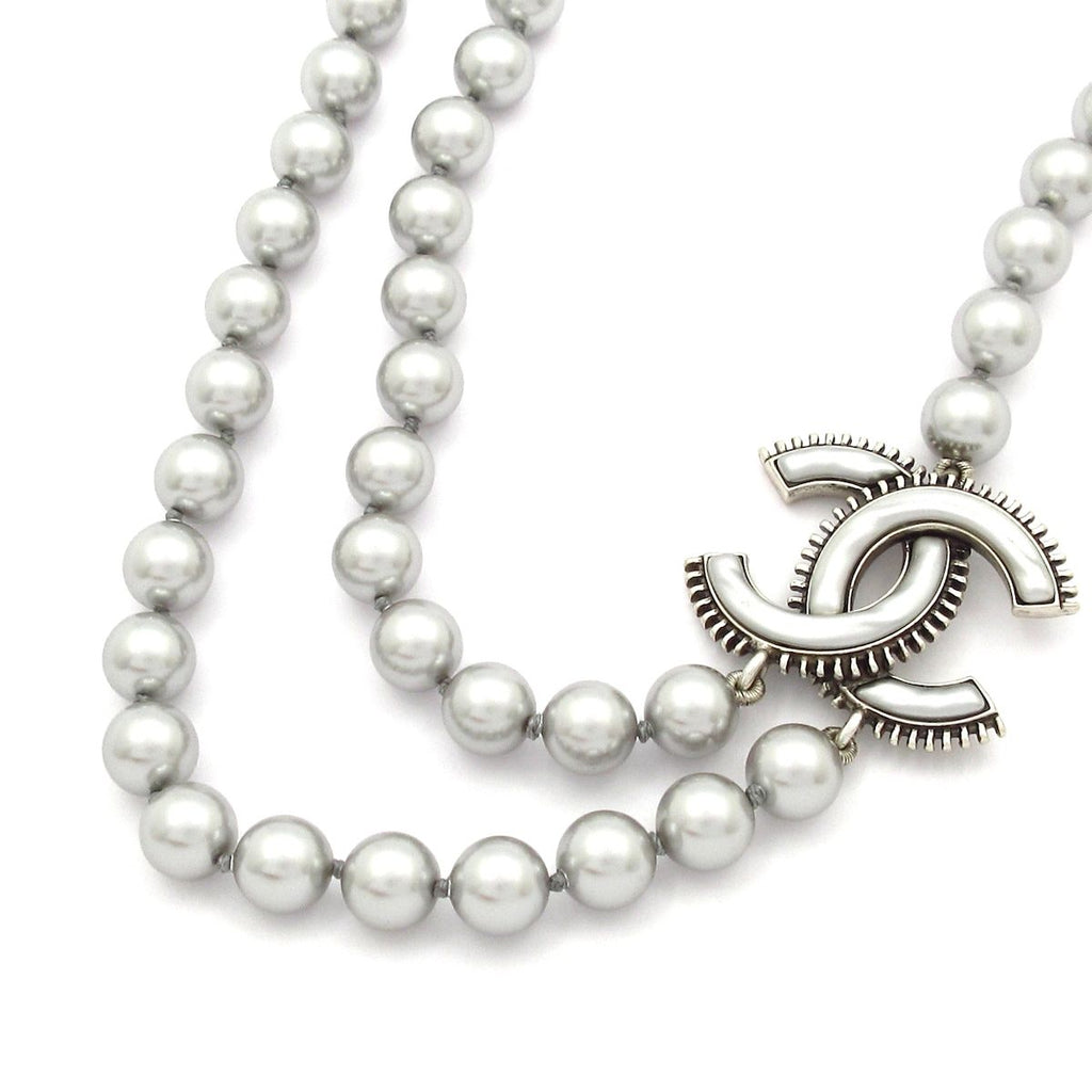 Chanel Necklace CC Logo Silver