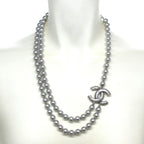 Chanel Necklace CC Logo Silver — view 2
