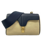 Celine Shoulder Bag Teen Soft 16 DJ 9.01 NA Beige Navy Strap Removable Leather