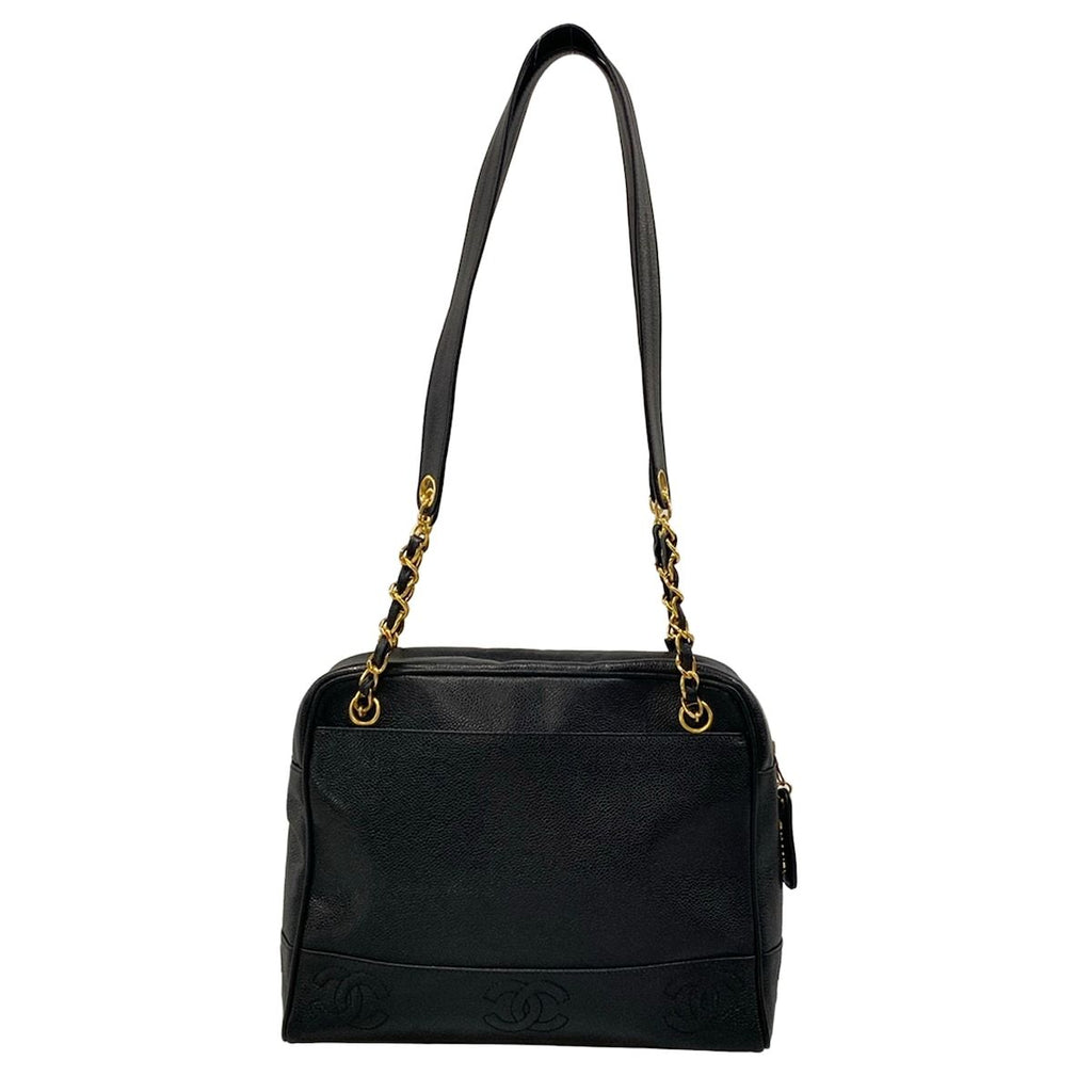 Chanel Shoulder Bag Black Triple Coco Chain Gold — view 3