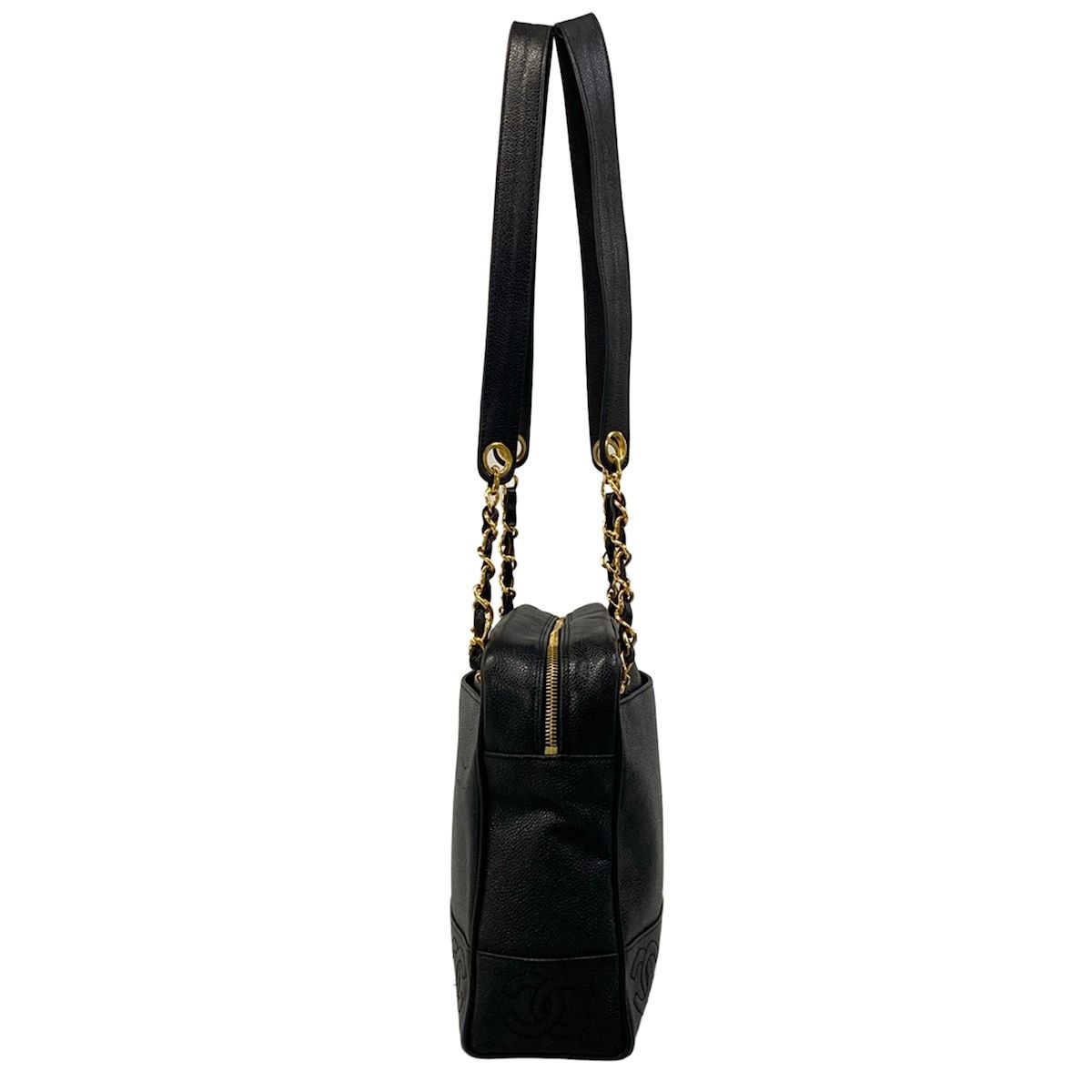 Chanel Shoulder Bag Black Triple Coco Chain Gold — view 4