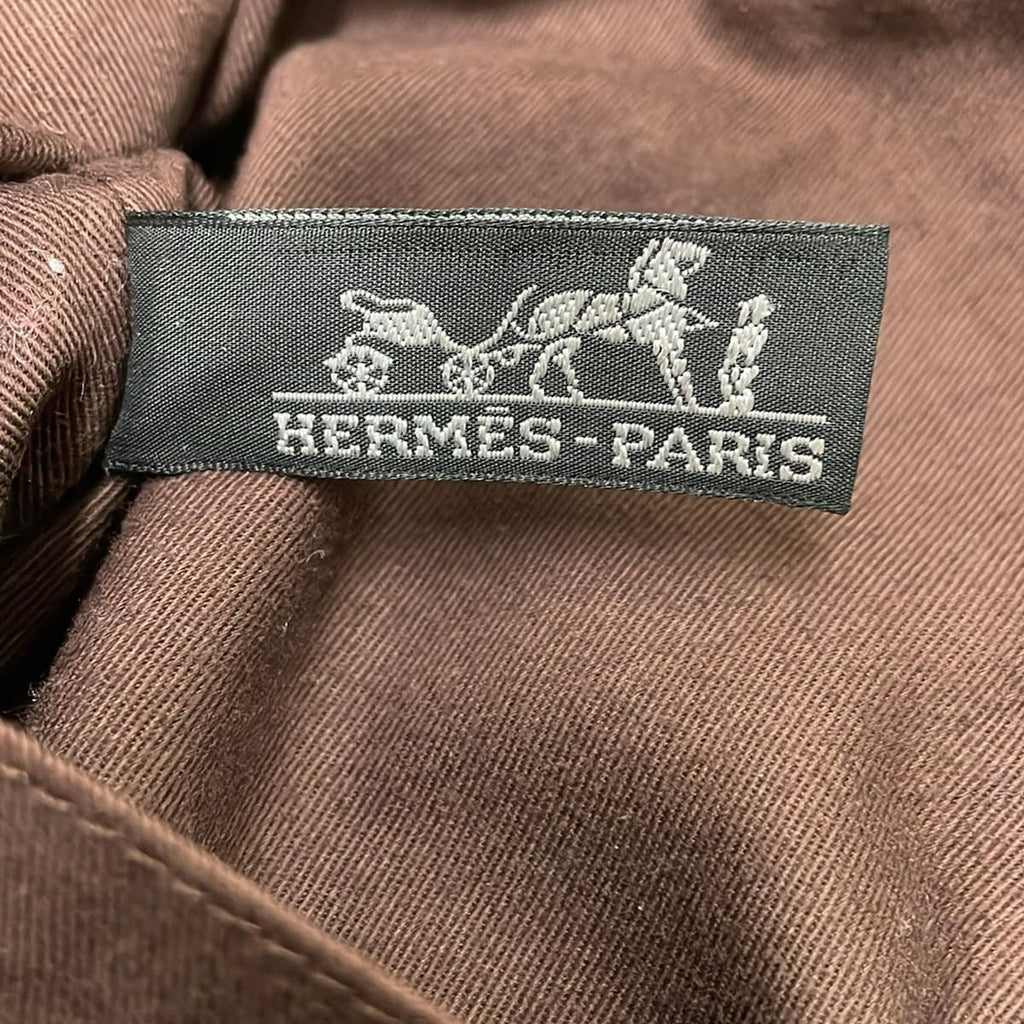 Hermes Tote Bag Chennai MM Vertical Dark Brown Gold Leather — view 8