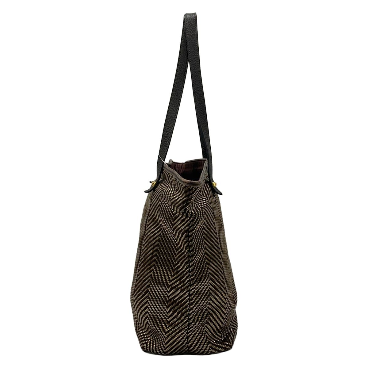 Hermes Tote Bag Chennai MM Vertical Dark Brown Gold Leather — view 4