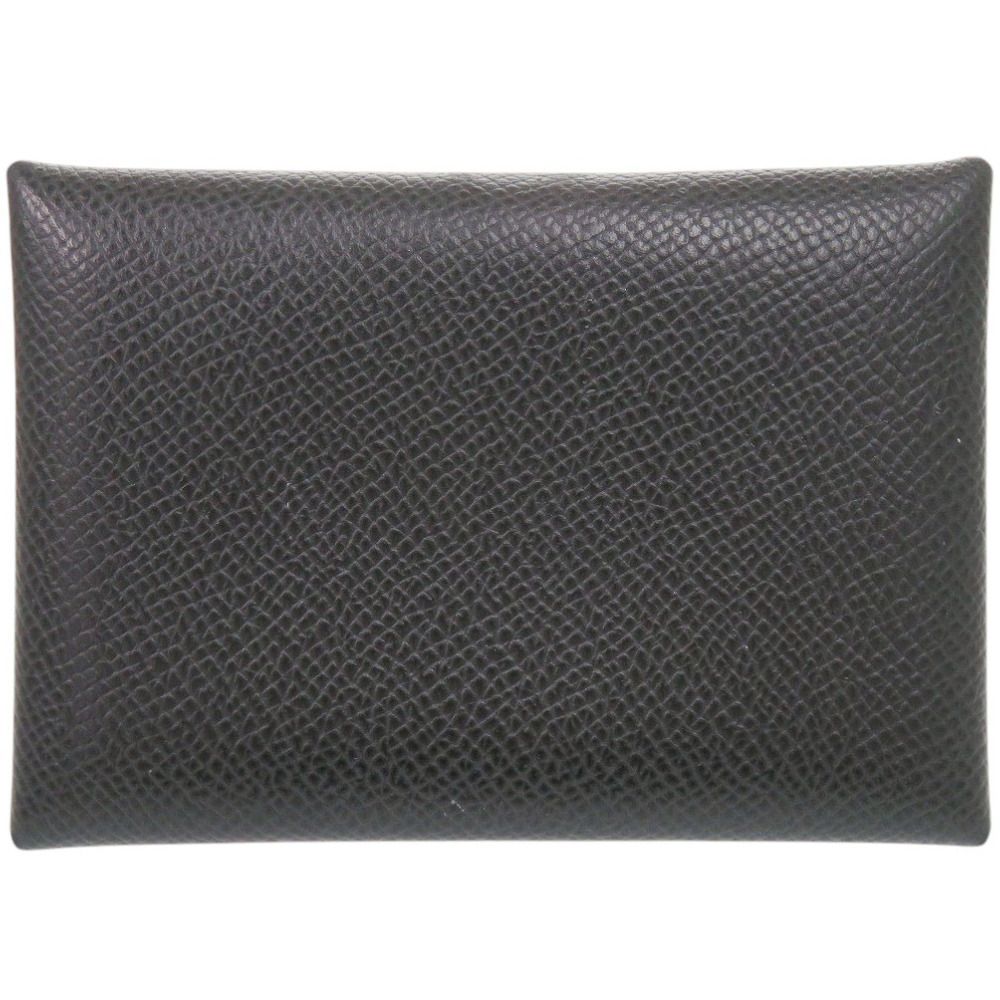 Hermes Calvi Duo Veau Epsom Graphite Silver Coin Purse — view 3