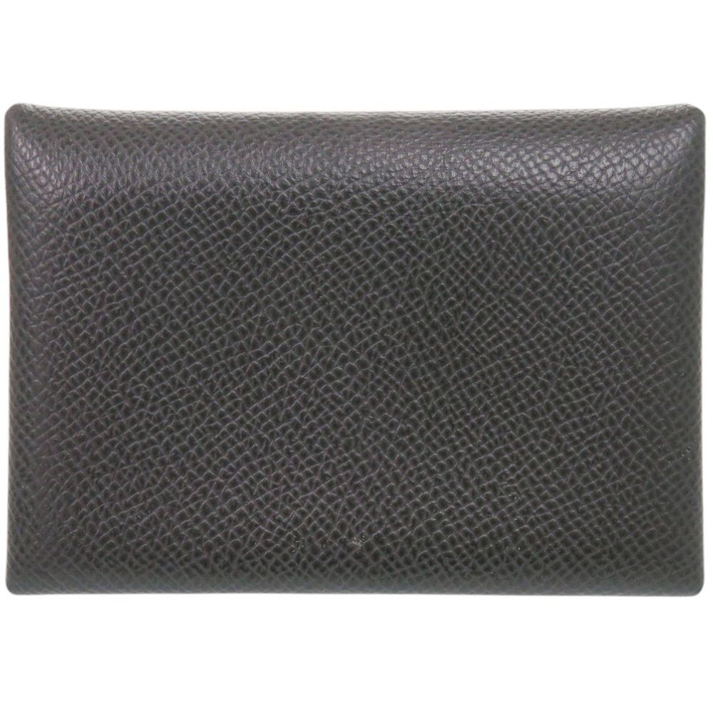 Hermes Calvi Duo Veau Epsom Graphite Silver Coin Purse