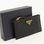 Prada Card Case Saffiano Triangle Coin Purse Calfskin