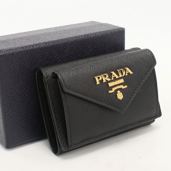 Prada Saffiano Leather Wallet Trifold Calfskin